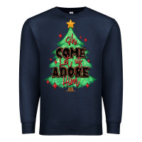 Navy oh come let us adore him christmas tree Premium Sweatshirt - MaliasSmallBusiness