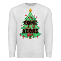 Oatmeal Heather oh come let us adore him christmas tree Premium Sweatshirt - MaliasSmallBusiness