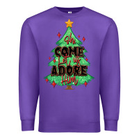 Purple oh come let us adore him christmas tree Premium Sweatshirt - MaliasSmallBusiness