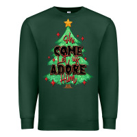Sports Green oh come let us adore him christmas tree Premium Sweatshirt - MaliasSmallBusiness