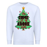 White oh come let us adore him christmas tree Premium Sweatshirt - MaliasSmallBusiness
