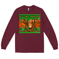 Burgundy st patricks day long haired cow Long Sleeve Tee - Jasminsmagicworld