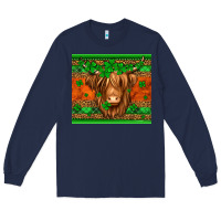 Navy st patricks day long haired cow Long Sleeve Tee - Jasminsmagicworld