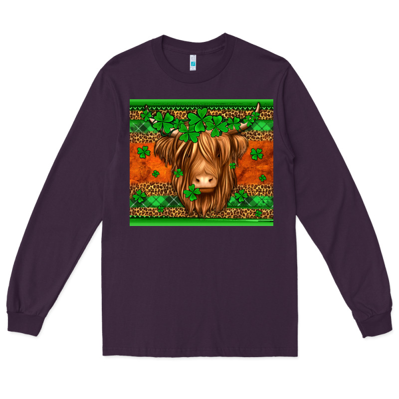 St Patricks Day Long Haired Cow Long Sleeve Tee by Jasminsmagicworld | Teevron