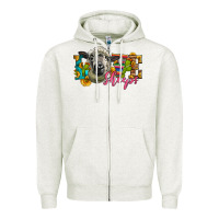 Oatmeal Heather Western Love Sheeps Zipper Hoodie - LillyAllenDesigns