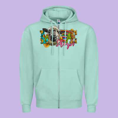 Western Love Sheeps Zipper Hoodie Designed By Lillyallendesigns