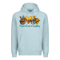 Blue Mist peace love country cowhide cowboy hat Premium Hoodie - AdoDesignShop