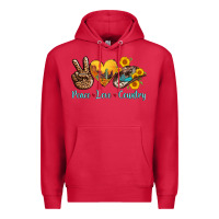 Cardinal peace love country cowhide cowboy hat Premium Hoodie - AdoDesignShop