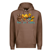 Chestnut peace love country cowhide cowboy hat Premium Hoodie - AdoDesignShop