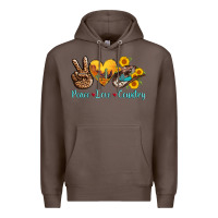 Coffee peace love country cowhide cowboy hat Premium Hoodie - AdoDesignShop