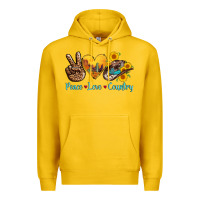 Lemon peace love country cowhide cowboy hat Premium Hoodie - AdoDesignShop