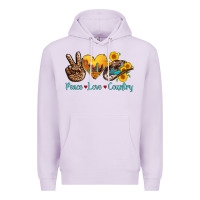Lilac peace love country cowhide cowboy hat Premium Hoodie - AdoDesignShop