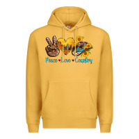Mustard peace love country cowhide cowboy hat Premium Hoodie - AdoDesignShop