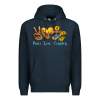 Navy peace love country cowhide cowboy hat Premium Hoodie - AdoDesignShop