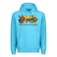 Ocean Blue peace love country cowhide cowboy hat Premium Hoodie - AdoDesignShop