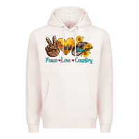 Pale Pink peace love country cowhide cowboy hat Premium Hoodie - AdoDesignShop