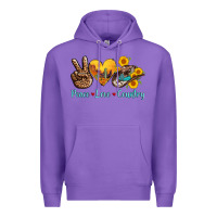 Purple peace love country cowhide cowboy hat Premium Hoodie - AdoDesignShop