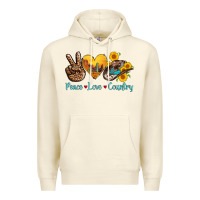 Sandshell peace love country cowhide cowboy hat Premium Hoodie - AdoDesignShop