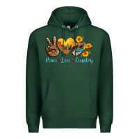 Sports Green peace love country cowhide cowboy hat Premium Hoodie - AdoDesignShop