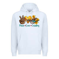 White peace love country cowhide cowboy hat Premium Hoodie - AdoDesignShop