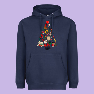 Teacher Christmas Tree Heavyweight Hoodie Designed By Maliassmallbusiness