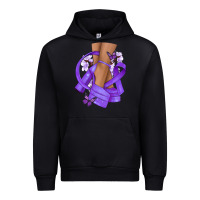 Black Cancer diva purple ribbon Urban Hoodie - NancyCooperArtShop
