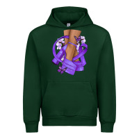 Forest Green Cancer diva purple ribbon Urban Hoodie - NancyCooperArtShop