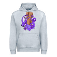 Heather Grey Cancer diva purple ribbon Urban Hoodie - NancyCooperArtShop