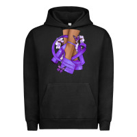 Pigment Black Cancer diva purple ribbon Urban Hoodie - NancyCooperArtShop