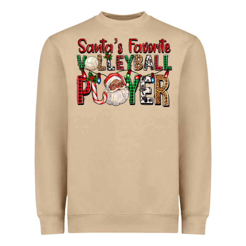 Afro Santa's Favorite Volleyball Player For Christ Heavyweight Sweatshirt by FaDigitalArtStudio | Teevron