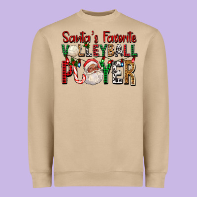 Afro Santa's Favorite Volleyball Player For Christ Heavyweight Sweatshirt Designed By Fadigitalartstudio
