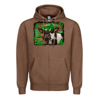 Chestnut st Patricks cow with leopard background holstein cow Zipper Hoodie - Jasminsmagicworld