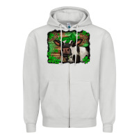 Dove Grey st Patricks cow with leopard background holstein cow Zipper Hoodie - Jasminsmagicworld
