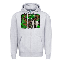 Heather Grey st Patricks cow with leopard background holstein cow Zipper Hoodie - Jasminsmagicworld
