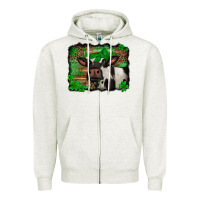 Oatmeal Heather st Patricks cow with leopard background holstein cow Zipper Hoodie - Jasminsmagicworld