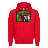 Red st Patricks cow with leopard background holstein cow Zipper Hoodie - Jasminsmagicworld