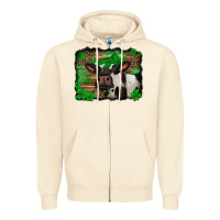 St Patricks Cow With Leopard Background Holstein Cow Zipper Hoodie | Teevron