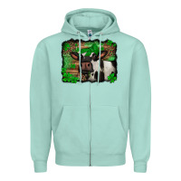 Seafoam st Patricks cow with leopard background holstein cow Zipper Hoodie - Jasminsmagicworld