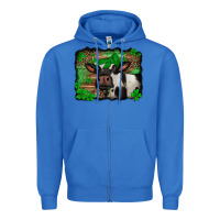 True Royal st Patricks cow with leopard background holstein cow Zipper Hoodie - Jasminsmagicworld