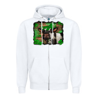 White st Patricks cow with leopard background holstein cow Zipper Hoodie - Jasminsmagicworld