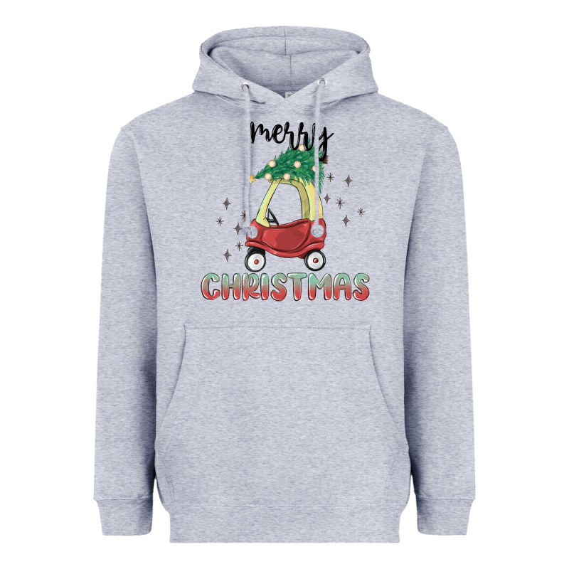Merry Christmas Kids Car Heavyweight Hoodie by MaliasSmallBusiness | Teevron