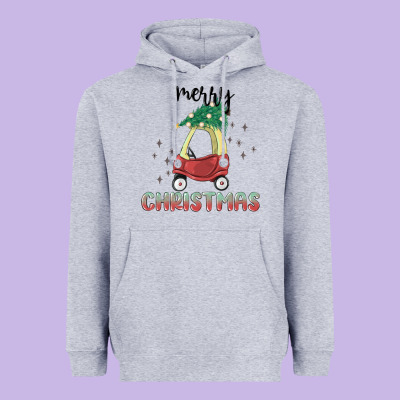 Merry Christmas Kids Car Heavyweight Hoodie Designed By Maliassmallbusiness