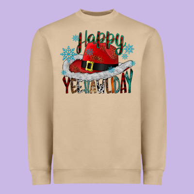 Happy Yeehawliday Heavyweight Sweatshirt Designed By Cowhidedigitalart