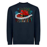 Navy happy yeehawliday Heavyweight Sweatshirt - CowhideDigitalArt