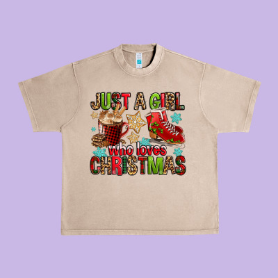 Just A Girl Who Loves Christmas Urban Heavy Tee Designed By Fadigitalartstudio