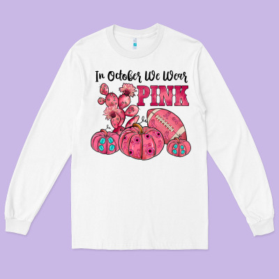In October We Wear Pink Long Sleeve Tee Designed By Jahusdesignshop