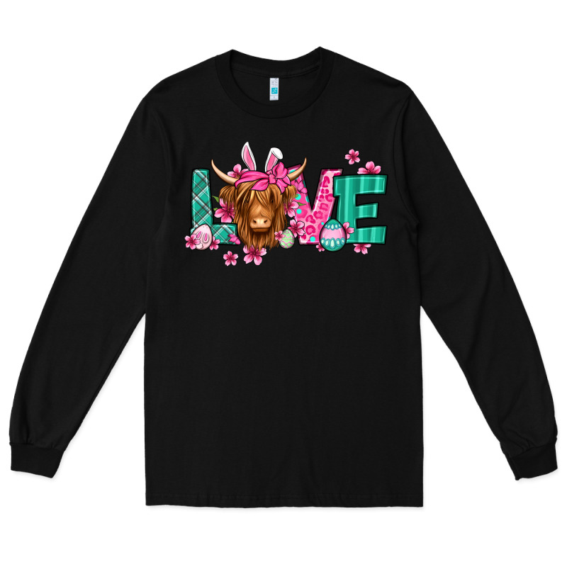 Love Easter Floral Longhaired Cow Long Sleeve Tee by Jasminsmagicworld | Teevron