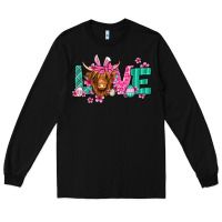 Black love easter floral longhaired cow Long Sleeve Tee - Jasminsmagicworld