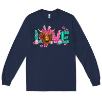 Navy love easter floral longhaired cow Long Sleeve Tee - Jasminsmagicworld