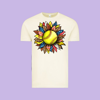Softball Sunflower Vintage Tee Designed By Hra Design Shop